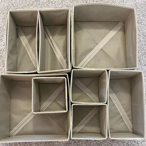 9 pack Beige Storage Bins